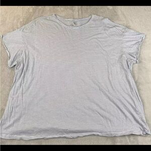 Terra & Sky womens light blue short sleeve striped top size 3X